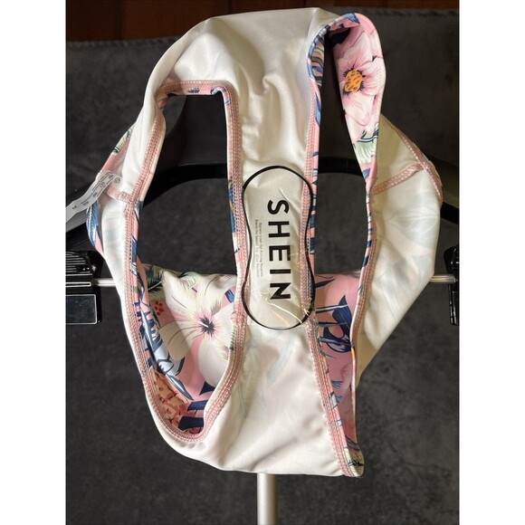 Shein Women's Tankini Size M Pink White Floral Pattern - Picture 5 of 9